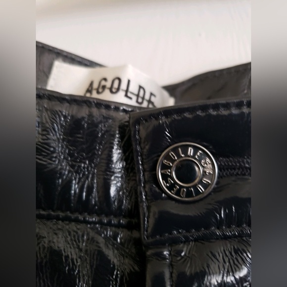 NWOT AGOLDE Recycled Leather 90s Pinch Waist Pants in Shadow Patent Size 30 - Picture 12 of 14